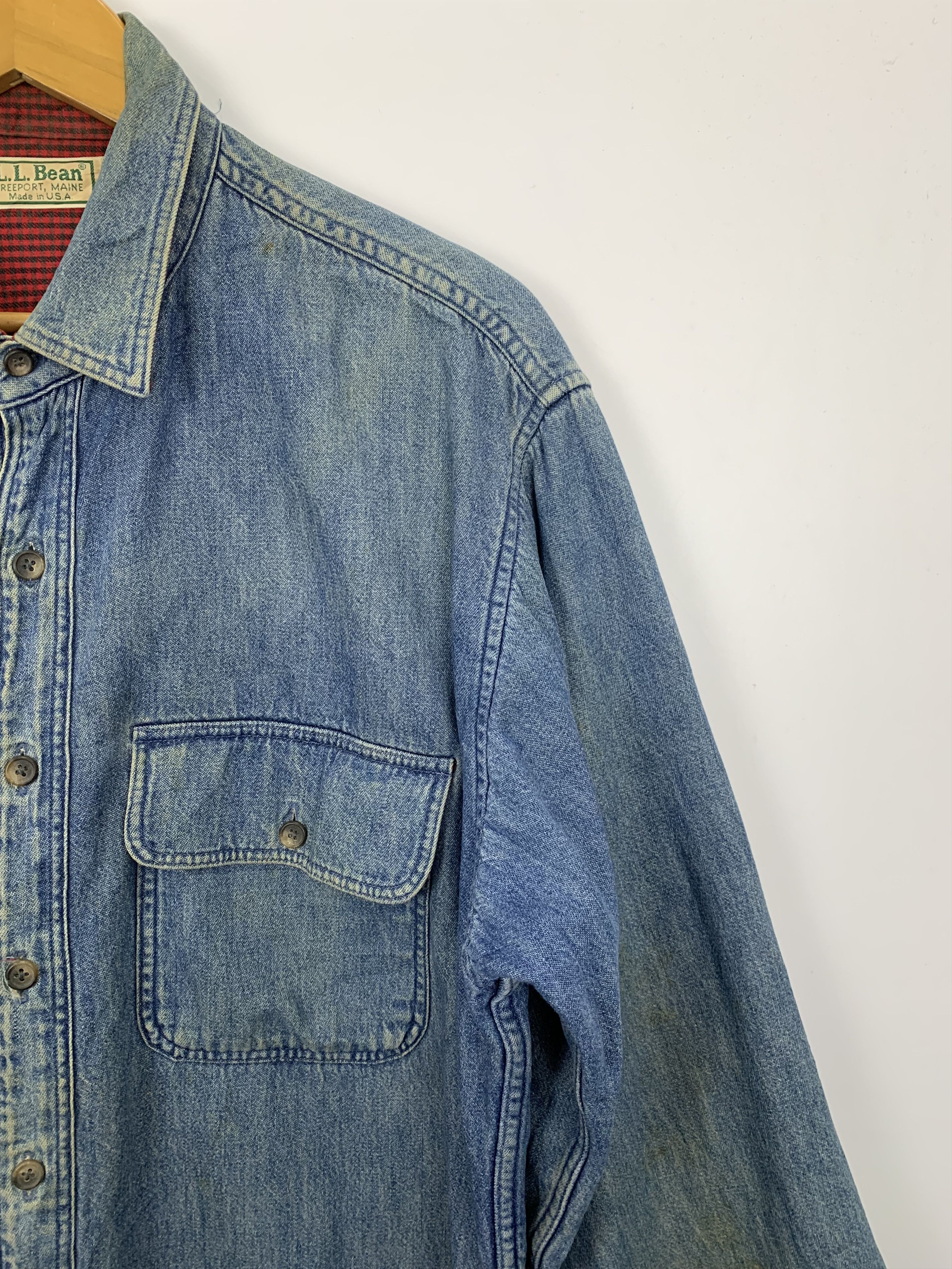 L.L. Bean Vintage 90s L.L. Bean Denim Trucker Jacket Made In USA J0786 Size US L / EU 52-54 / 3 - 7 Thumbnail
