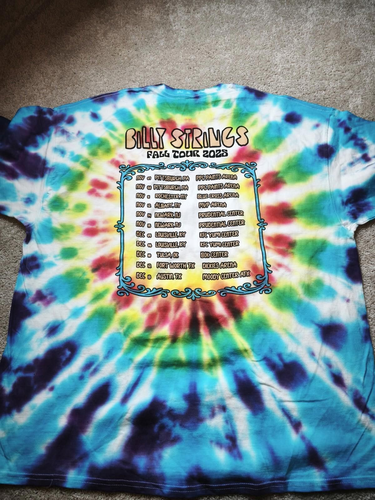 Gildan BILLY STRINGS Tie Dye 2025 Fall Tour Concert T-shirt - 2XL Size US XXL / EU 58 / 5 - 6 Thumbnail