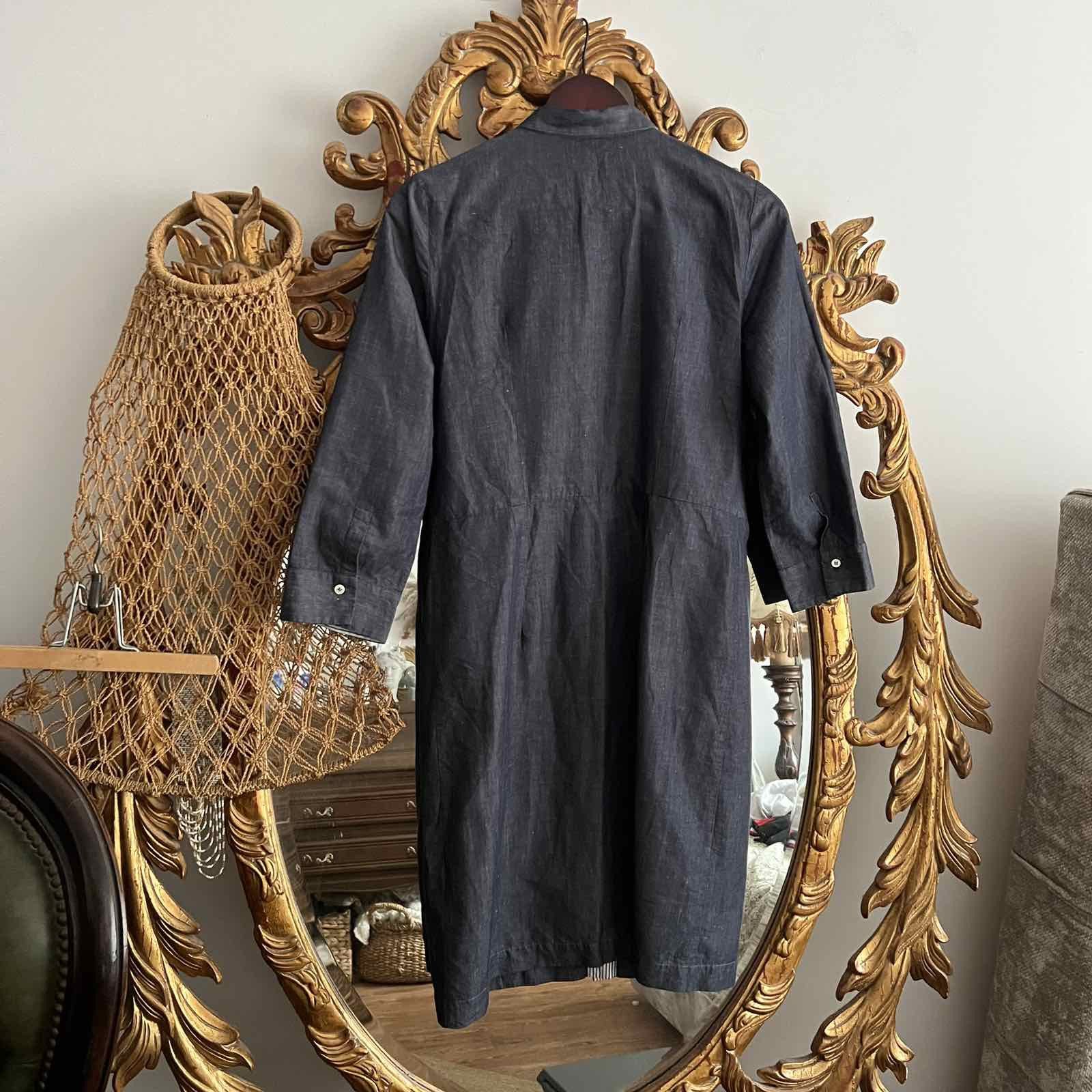 Other Rosso35 Blue Linen Midi Dress Sz 42 Size M / US 6-8 / IT 42-44 - 2 Thumbnail
