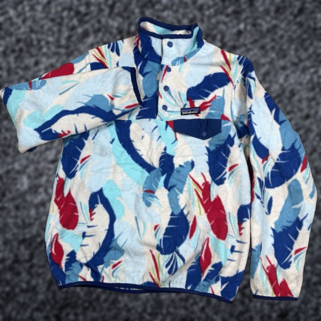 Patagonia Patagonia Synchilla Fleece Jacket Women's Small Red Blue White Feather Pullover Size S / US 4 / IT 40 - 1 Thumbnail