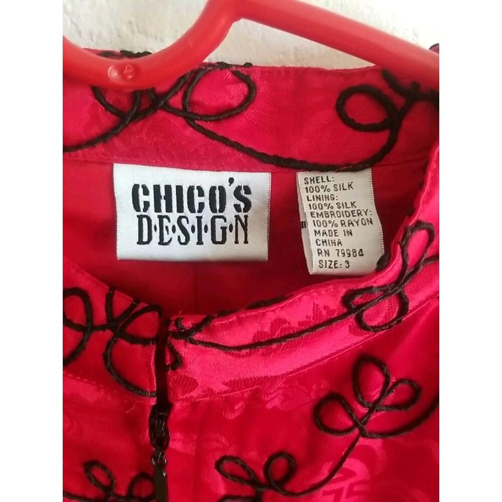 Other Chico's Design Silk Embroidered Jacket Womens sz 3 Large Red Size L / US 10 / IT 46 - 4 Thumbnail