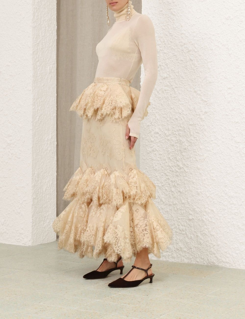 Zimmermann oc11z0925 Eden Lace Handkerchief Skirt in Beige Size 26" / US 2 / IT 38 - 3 Thumbnail
