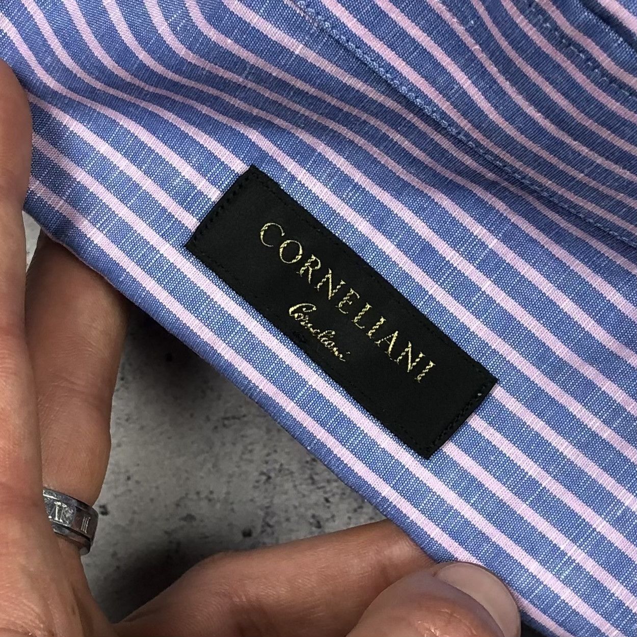 Corneliani Corneliani Striped Cotton Flax Button-up Shirt Size US L / EU 52-54 / 3 - 11 Thumbnail