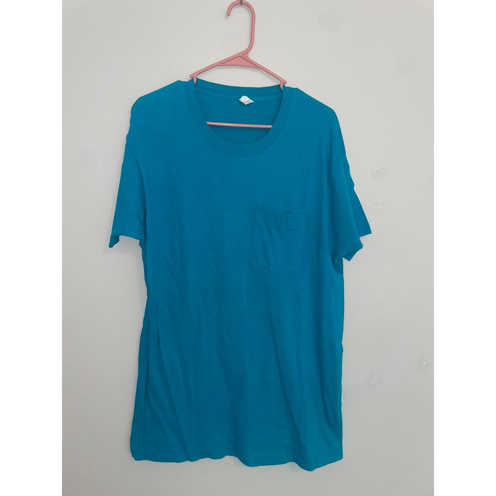 Fruit Of The Loom Vintage Blue Blank Shirt Fruit Of The Loom Pocket Tee 90s XL Size US XL / EU 56 / 4 - 1 Thumbnail