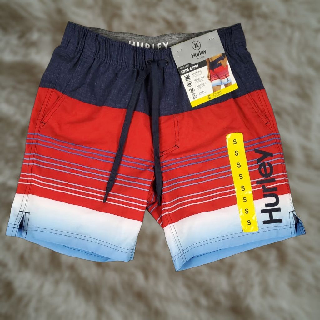 Hurley Hurley Shorts Mens Small Blue Red Striped Beach Board Swim Trunks Size US 29 - 1 Thumbnail