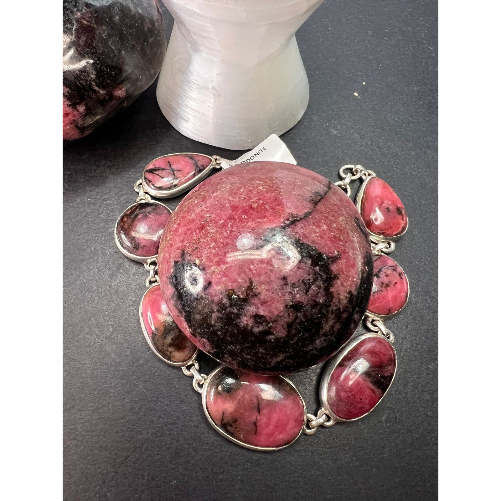 Other New Rhodonite free form sterling silver link bracelet Size ONE SIZE - 9 Thumbnail