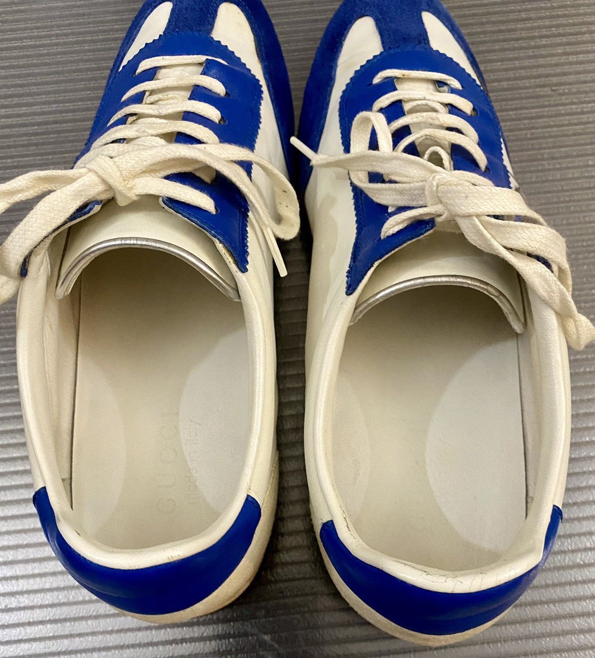Gucci Gucci 🇮🇹 x Tom Ford white blue suede GG sneaker 9.5uk VINTAGE Size US 10.5 / EU 43-44 - 12 Thumbnail