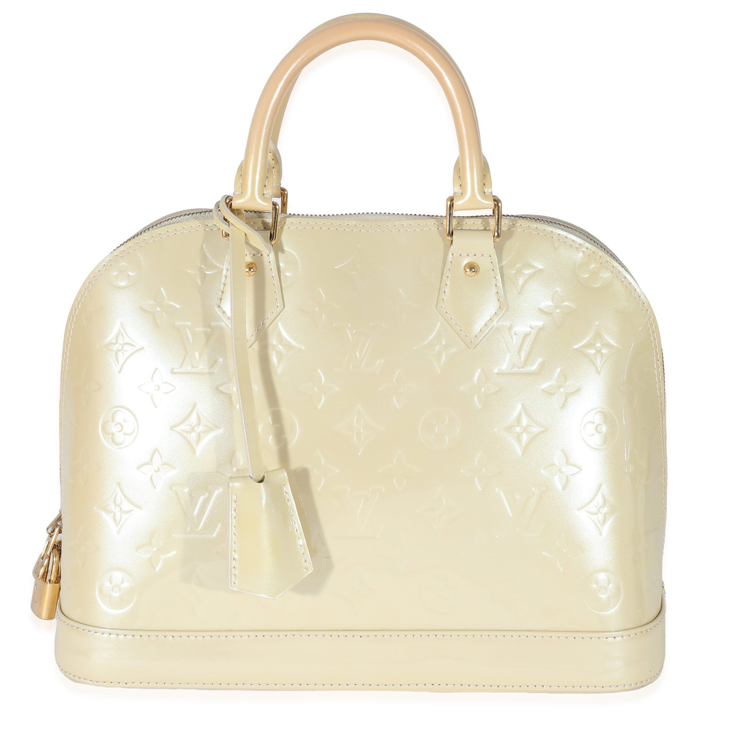 image of Louis Vuitton Blanc Corail Monogram Vernis Alma Pm in White, Women's