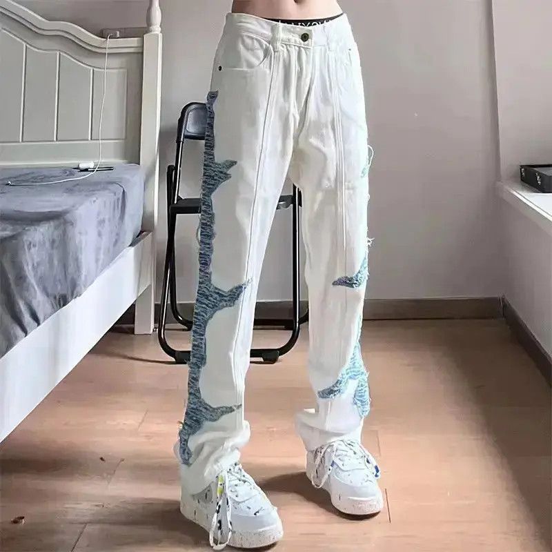Japanese Brand Loose straight leg patchwork jeans Size US 32 / EU 48 - 6 Thumbnail