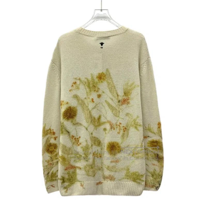 Dior Dior Beige floral ink painting inlaid cashmere round-neck Size XS / US 0-2 / IT 36-38 - 2 Thumbnail