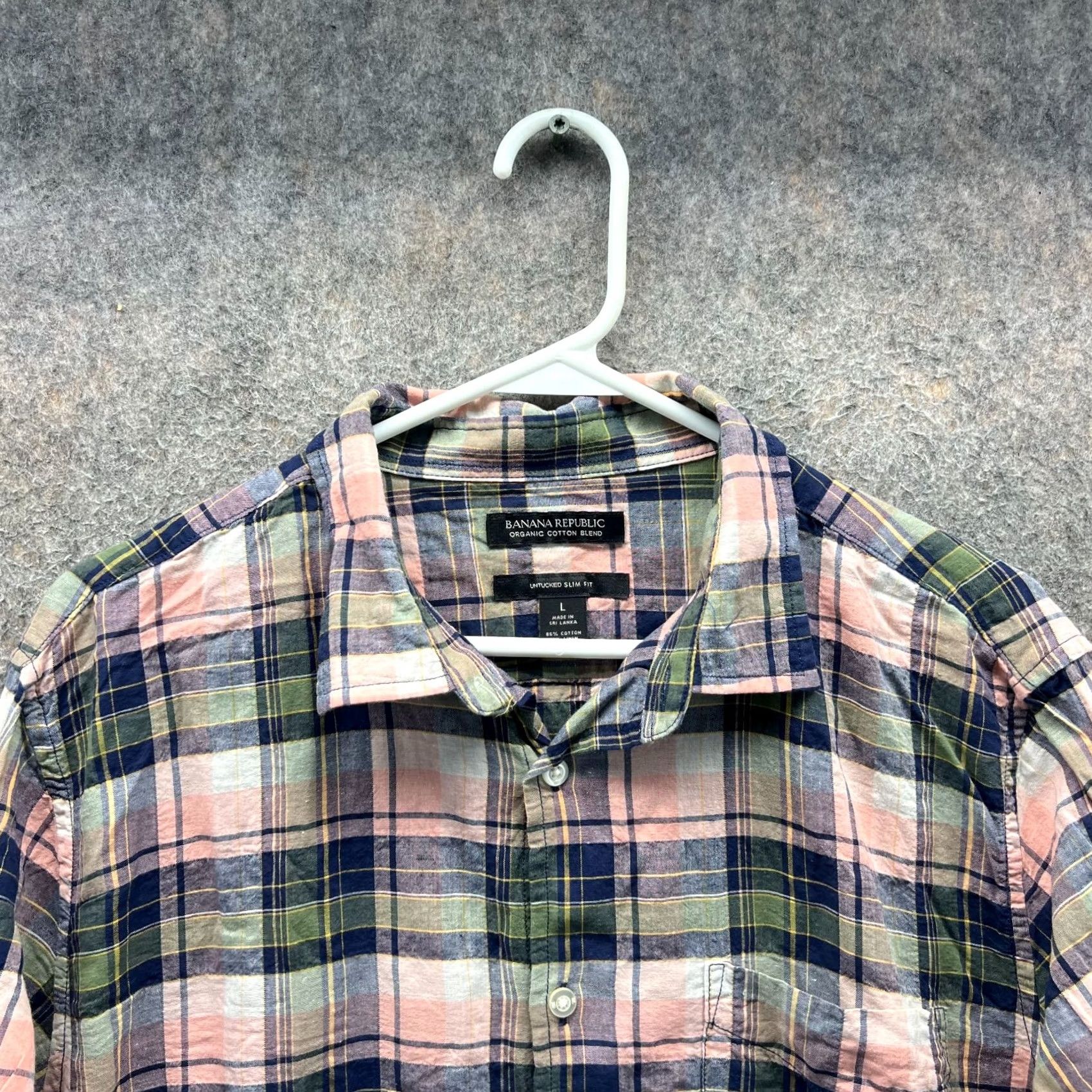 Banana Republic Banana Republic Shirt Men Large Blue Pink Plaid Button Down Slim Cotton Shirt Womens? No Size US L / EU 52-54 / 3 - 4 Thumbnail