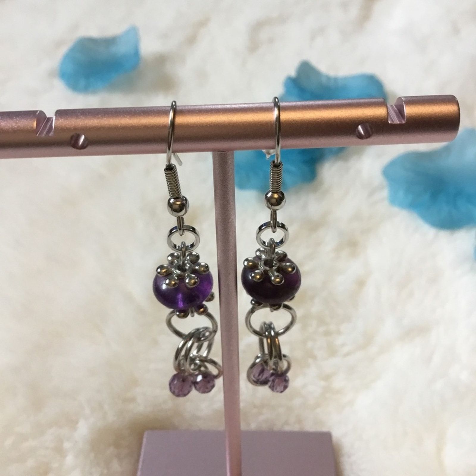Other Silver Purple Stones Dangle Earrings Size ONE SIZE - 1 Thumbnail
