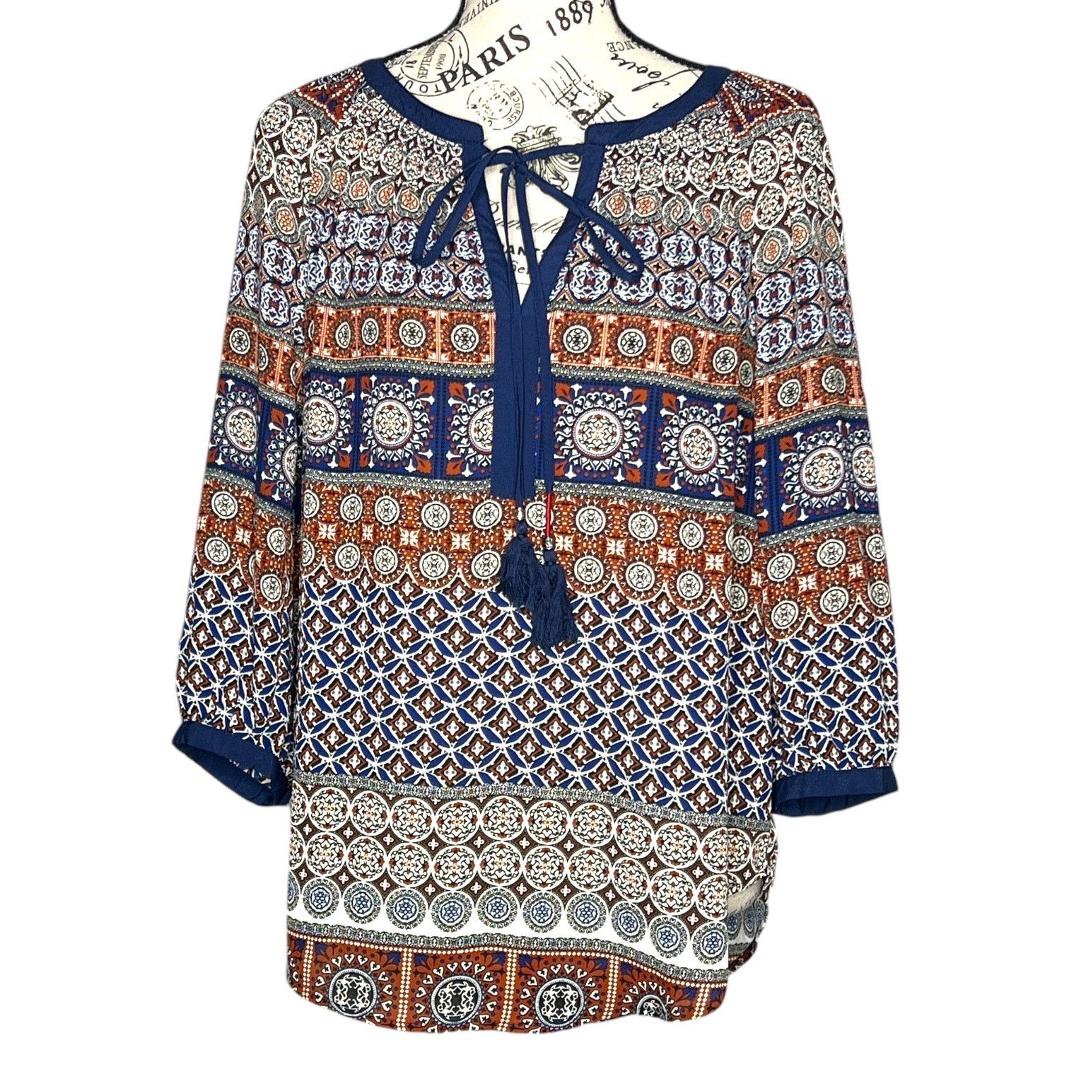 Other Wilcox Tie Neck Blouse - Stitch Fix 3/4 Sleeve Boho Top Size S / US 4 / IT 40 - 2 Thumbnail
