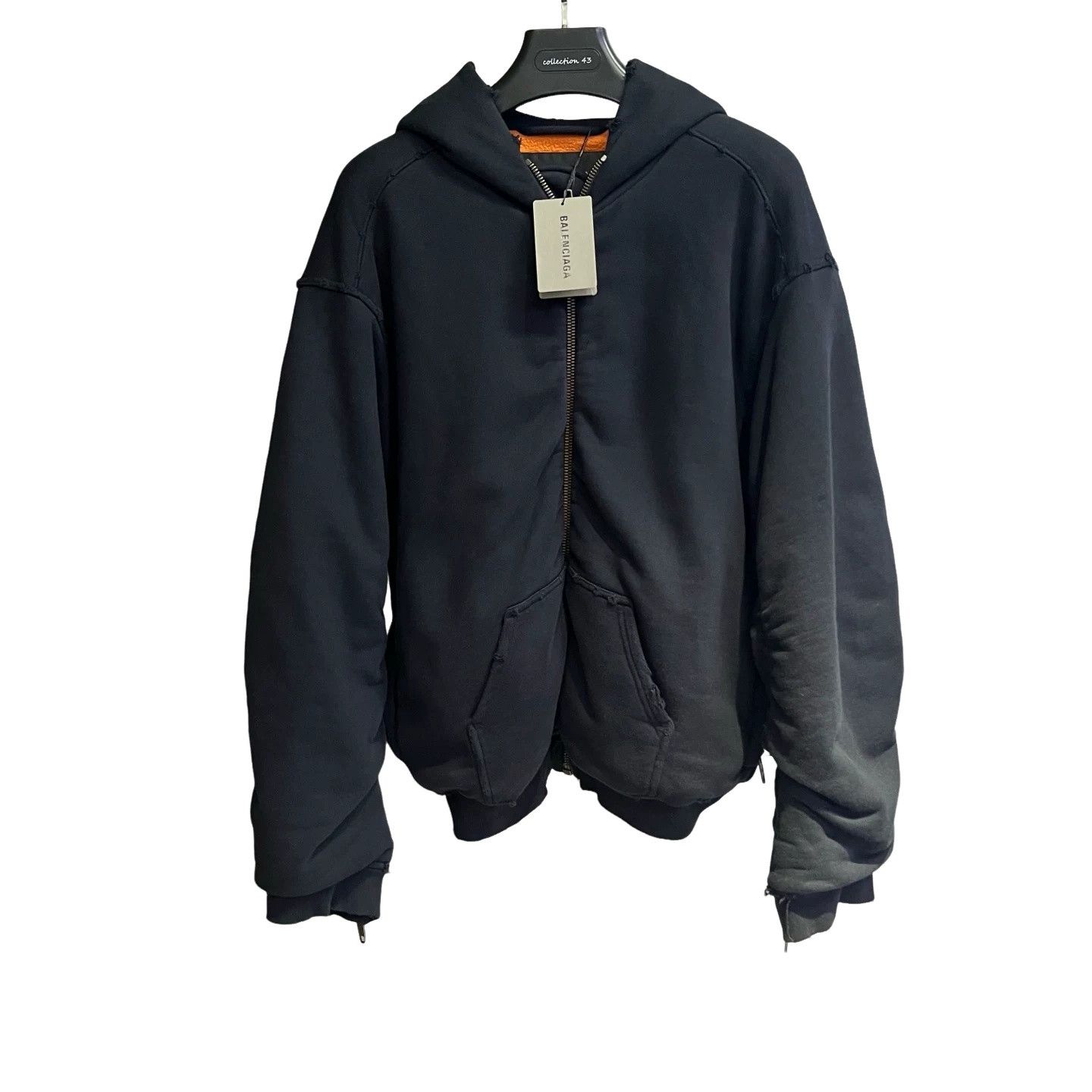 Balenciaga BALENCIAGA MUDDY DIRTY DISTRESSED ZIP-UP POLO HOODIE