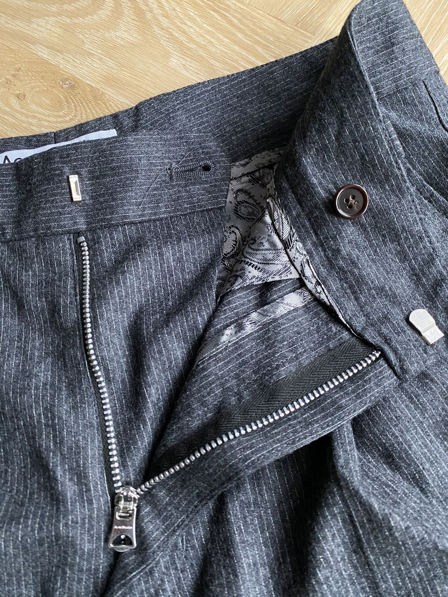 Acne Studios 46/S - Pinstriped Trousers In Grey Melange - 100% Wool Size US 30 / EU 46 - 9 Thumbnail