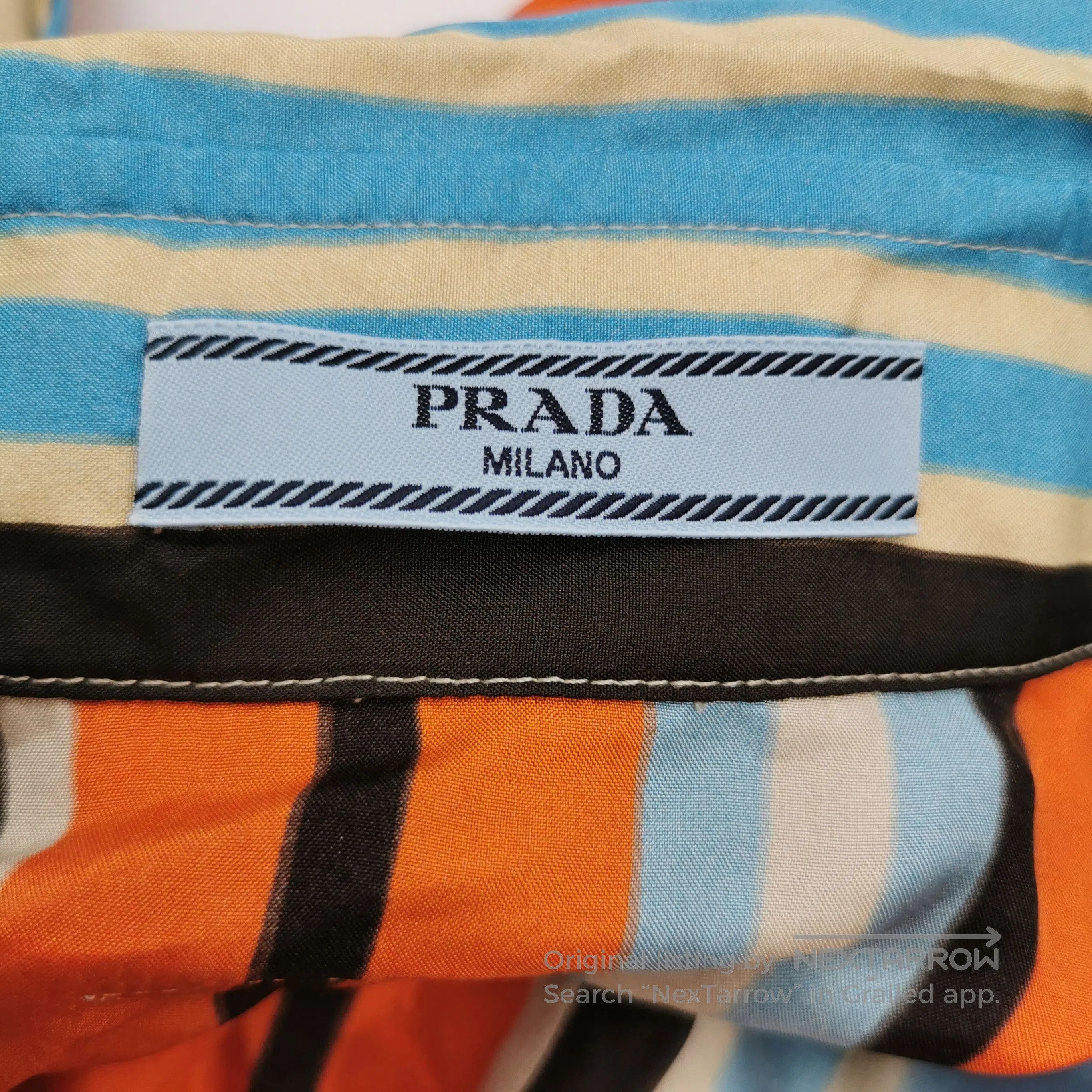 Prada Prada Striped Silk Logo Collared Long Sleeve Shirt . Size S / US 4 / IT 40 - 2 Thumbnail