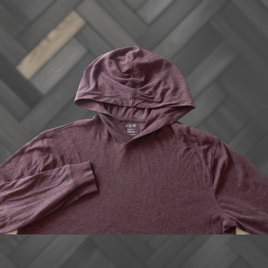 J.Crew J.CREW Men's Hooded Sweater Size M Washed Purpl e Pullover Cotton Blend Size US M / EU 48-50 / 2 - 1 Thumbnail