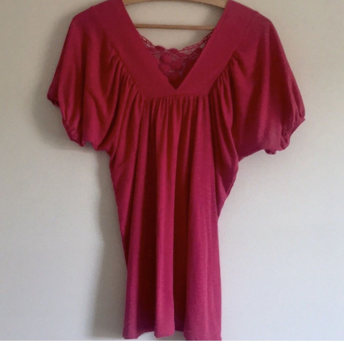 Other DEEP PLUNGE CROCHET BACK FLOWY SHORT SLEEVE TOP SIZE L Size L / US 10 / IT 46 - 8 Thumbnail