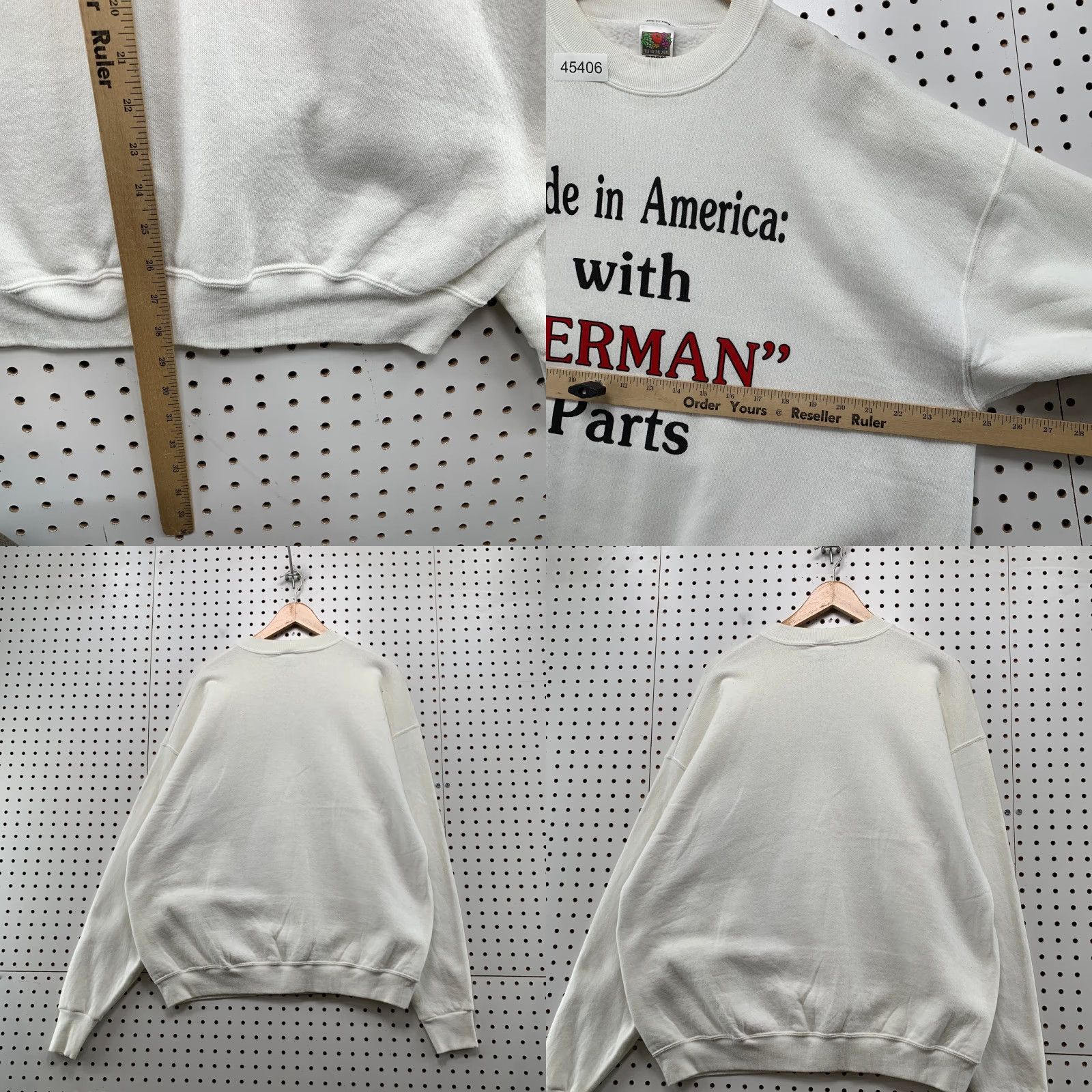 Fruit Of The Loom VINTAGE America German Funny Sweatshirt Mens XL White Fleece Crewneck Size US XL / EU 56 / 4 - 8 Thumbnail