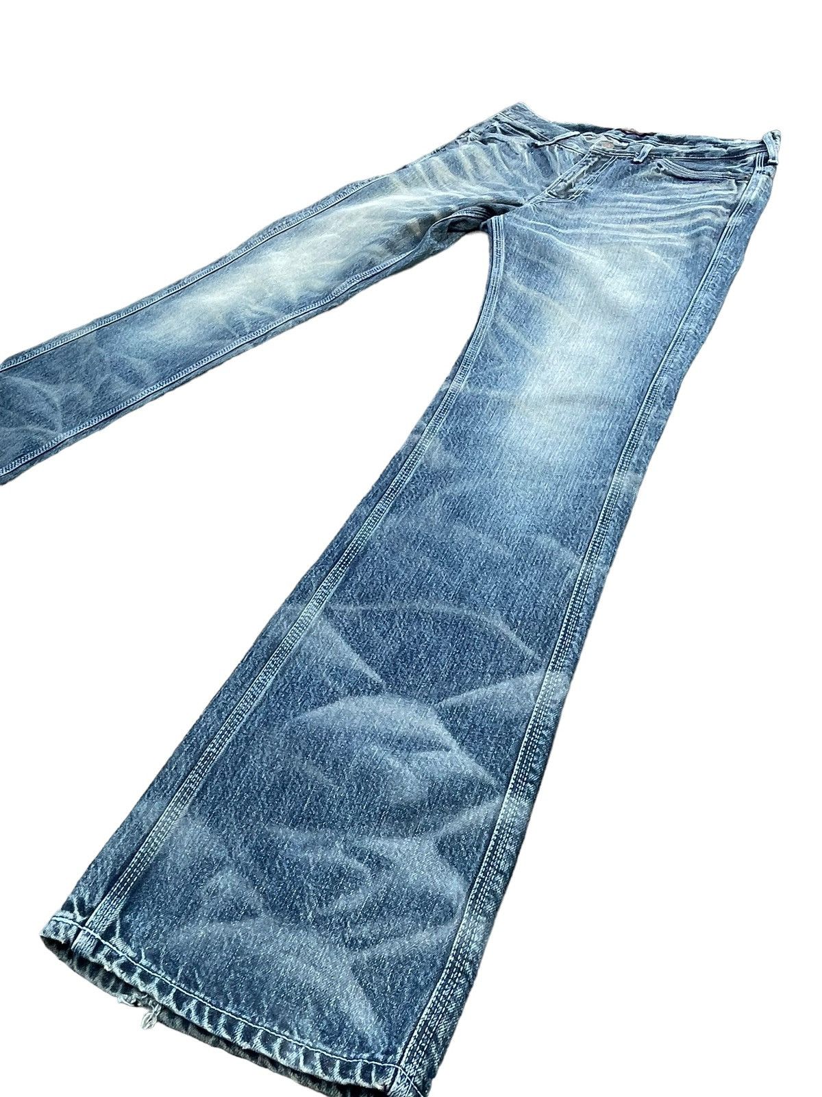 Japanese Brand × Vintage Vintage Blue Way Flare Faded Denim Size US 33 - 2 Thumbnail