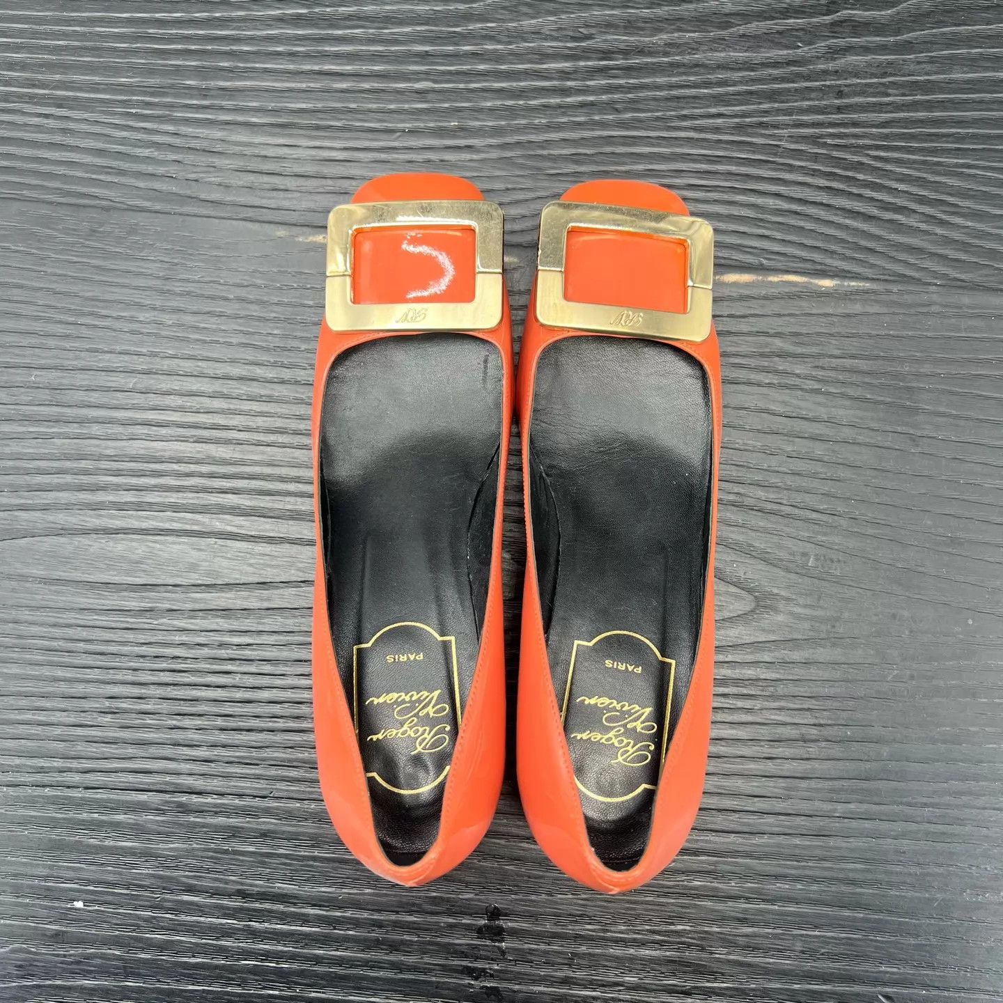 Roger Vivier rv square toe crimson low heel pumps size 36.5 with box Size US 6 / IT 36 - 5 Thumbnail