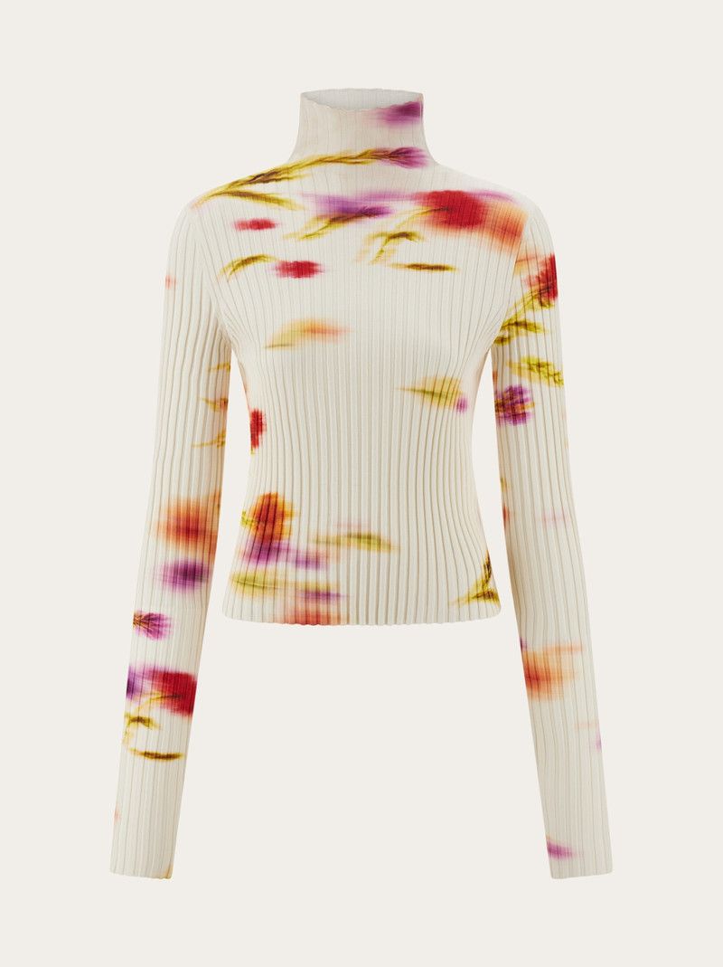 Salvatore Ferragamo o1s1rm0526 Blossom Print Mockneck Sweater in Multicolor Size M / US 6-8 / IT 42-44 - 1 Thumbnail