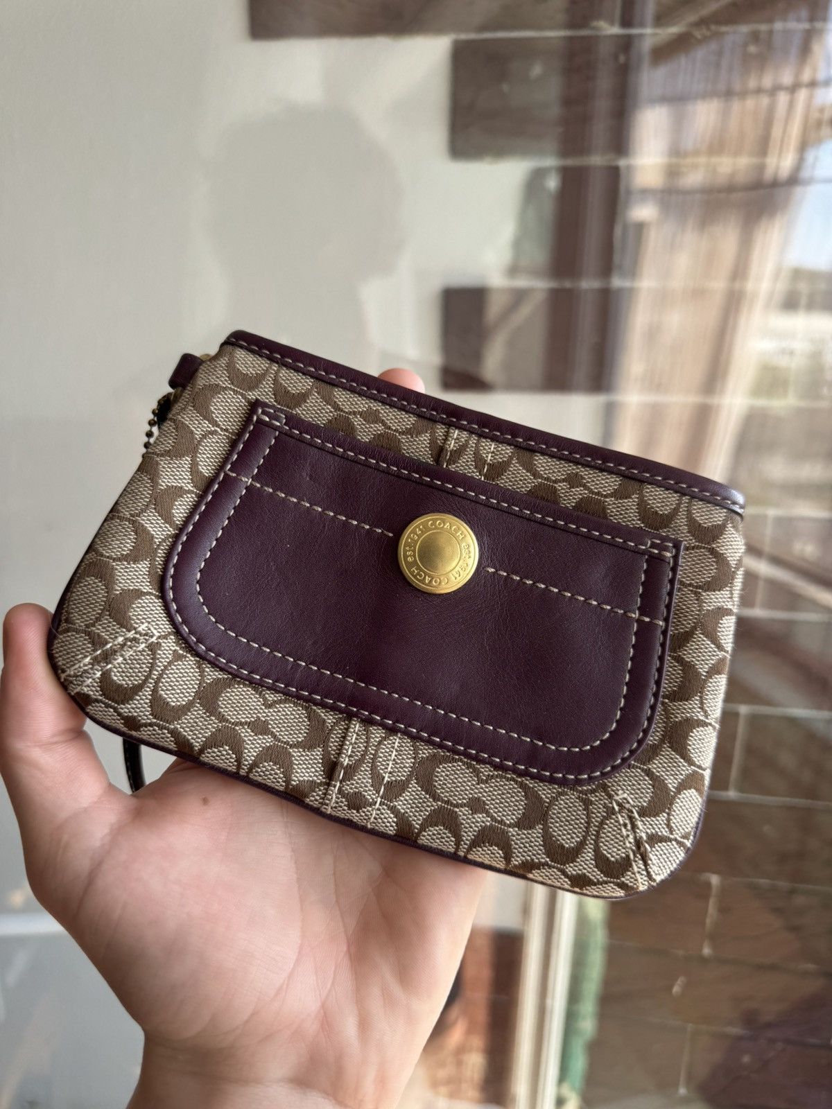 Coach Coach Brown Canvas Mini Bag Wristlet Wallet Size ONE SIZE - 4 Thumbnail