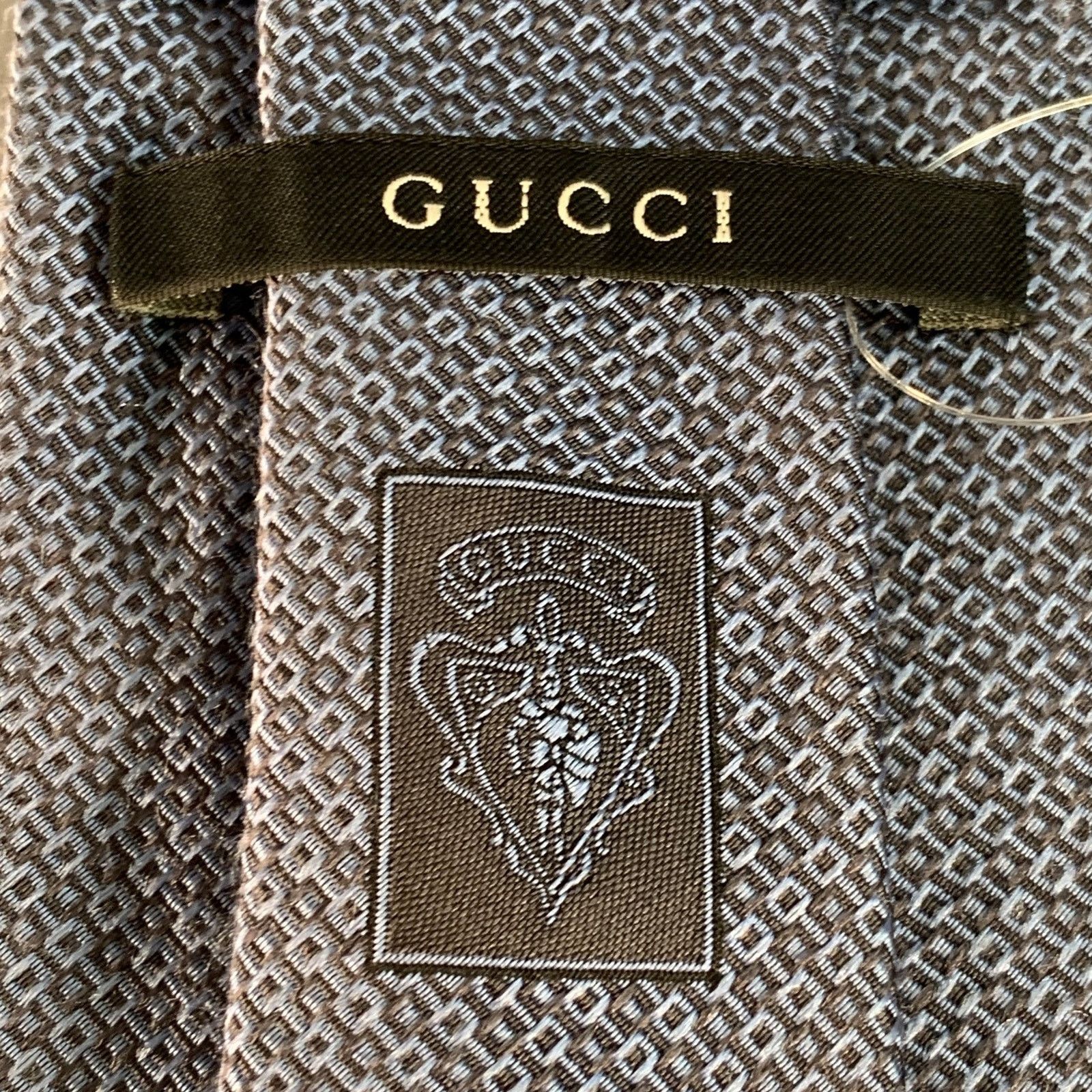 Gucci GUCCI One Size Blue Grey Checkered Silk Tie Size ONE SIZE - 4 Thumbnail