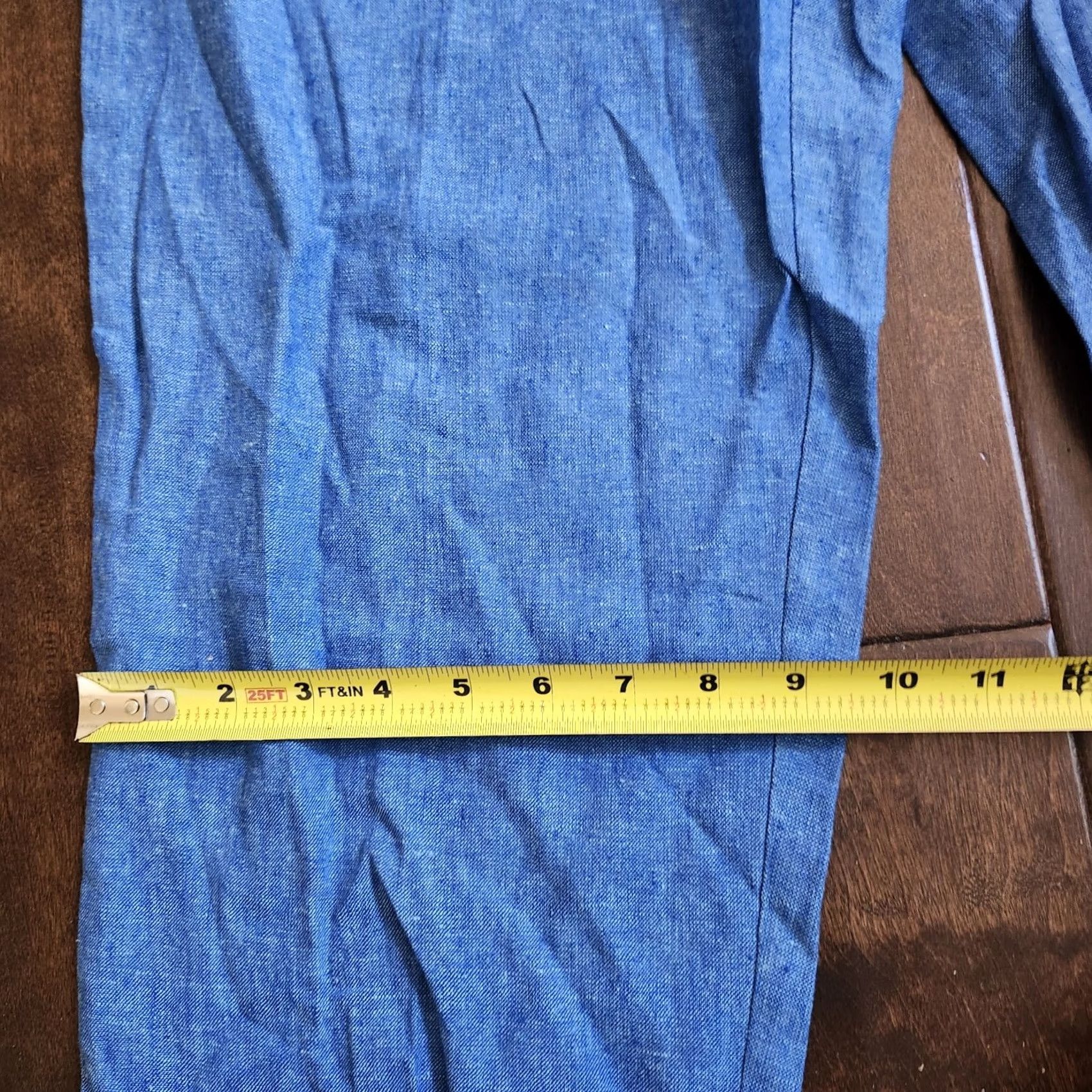 Vintage Melissa Harper Women's Pants - Blue Heathered - Size 12 - Regular Fit - Rayon Linen - Zip Closure - Machine Washable - Casual Travel - Women Size 34" / US 12 / IT 48 - 6 Thumbnail