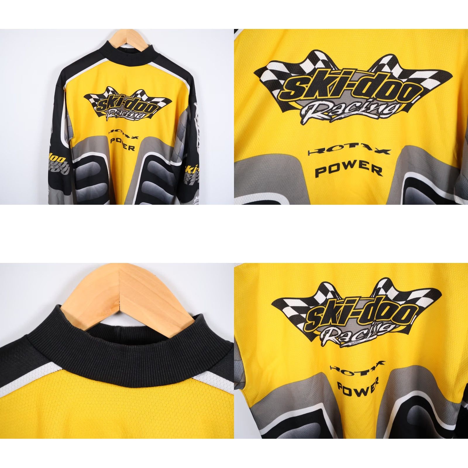 Vintage VTG Ski-Doo Racing Jersey Men Large Yellow Black Long Sleeve Rotax Power Shirt Size US L / EU 52-54 / 3 - 8 Thumbnail