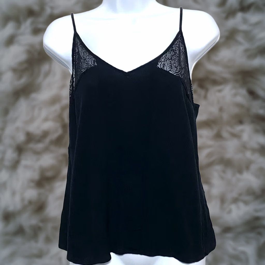 Vintage Trouve Black Camisole Top L Women Sleeveless Sheer Lace Gothic Grunge Y2K Party/Cocktail, Casual, Travel Womens Size L / US 10 / IT 46 - 1 Thumbnail