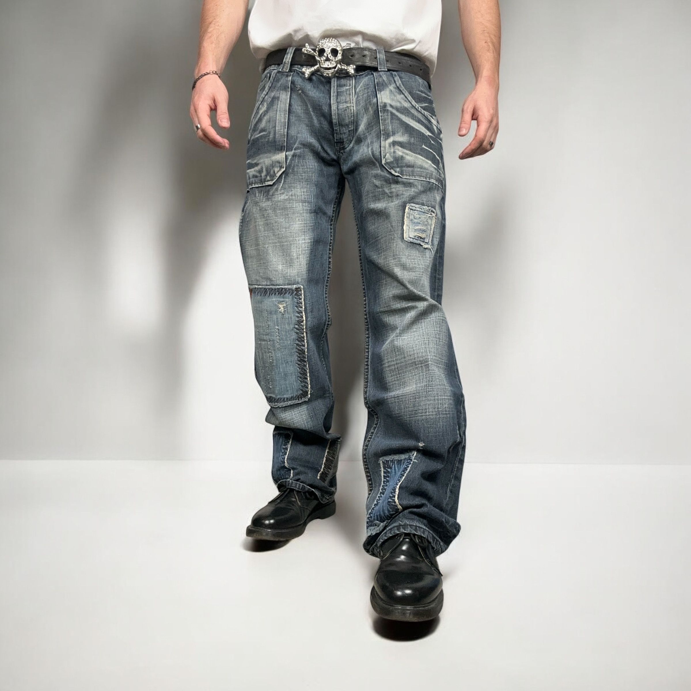 Japanese Brand × Vintage Vintage y2k Reworked Washed Baggy Denim Pants Jeans Size US 36 / EU 52 - 1 Thumbnail