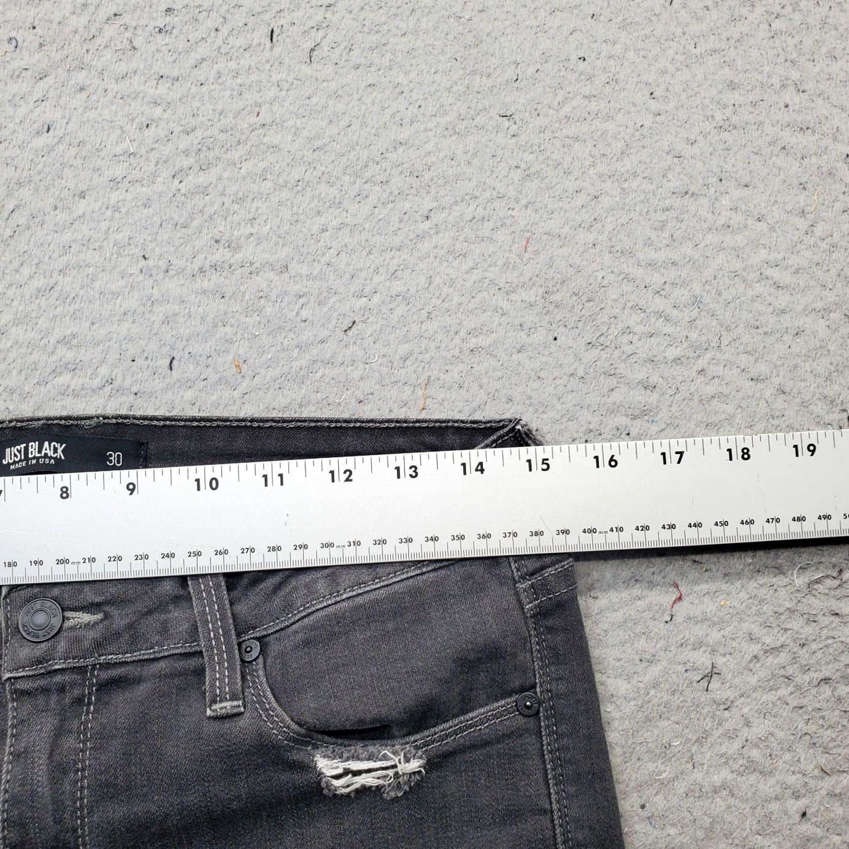 Denime JUST BLACK Skinny Jeans Womens 30 Denim Gray Distressed Ripped Faded USA Made Casual Everyday Caro: Womens Size 30 Gray Jeans Size 30" / US 8 / IT 44 - 6 Thumbnail