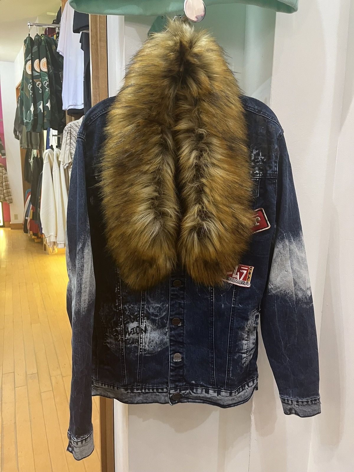 Other Denim Jacket with Fur Collar Size US XXL / EU 58 / 5 - 1 Thumbnail