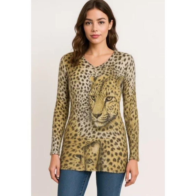 Other Y2K Animal Print Leopard Bodycon Dress Long Sleeve DENIMAXX Size M / US 6-8 / IT 42-44 - 1 Thumbnail