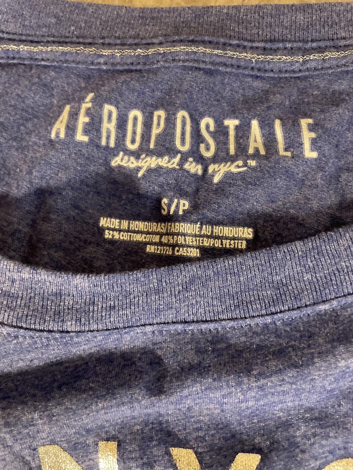 Aeropostale Y2K Aero Tee Top Women's Small Blue Silver NYC Rhinestones Size S / US 4 / IT 40 - 3 Thumbnail