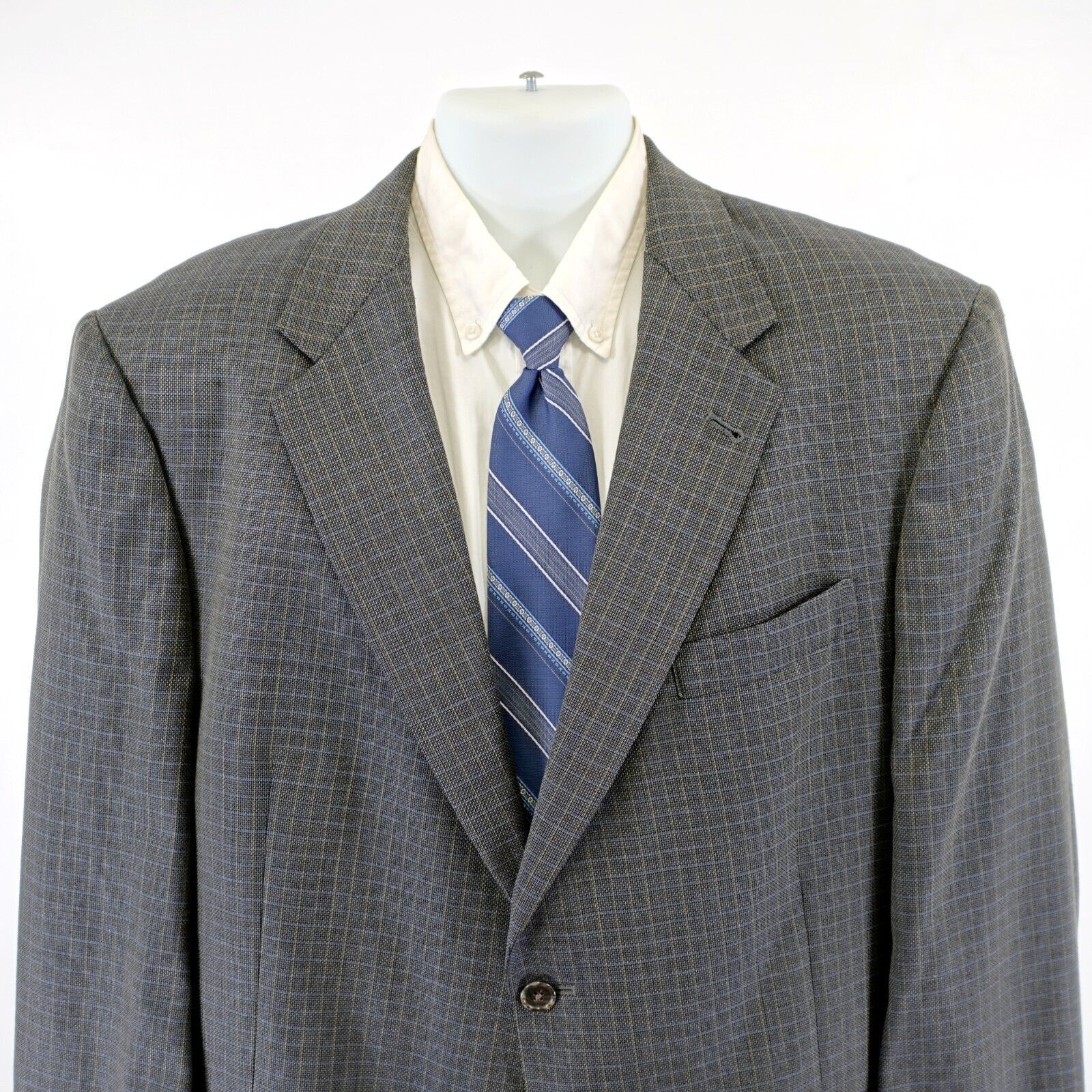 Hart Schaffner Marx Hart Schaffner Marx Thick Textured Wool Royal Navy Blue Tan Size 46R - 1 Thumbnail