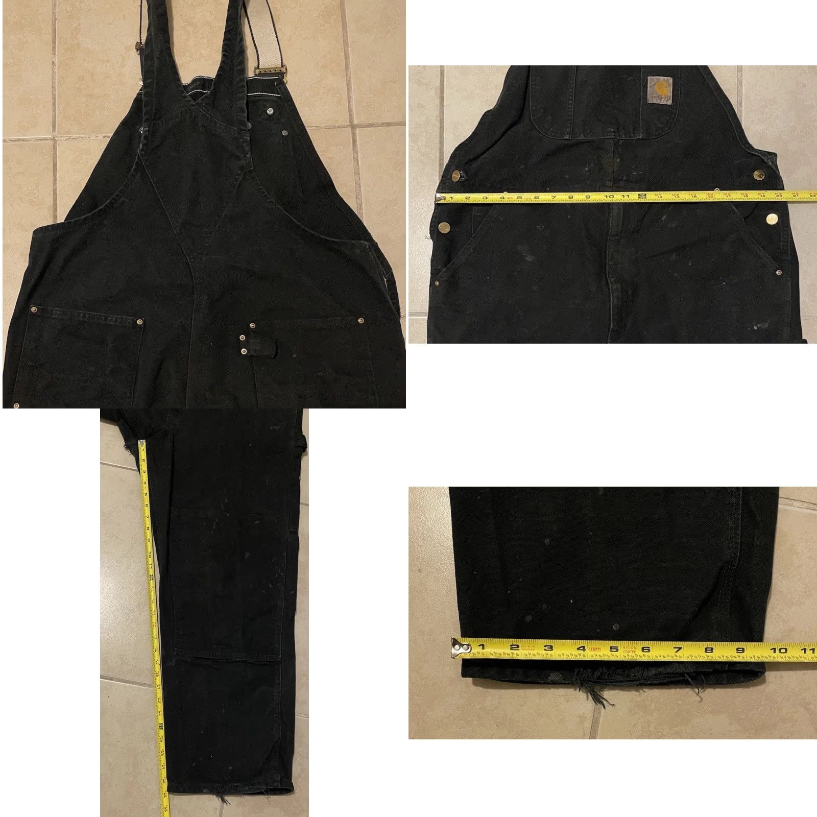 Carhartt VINTAGE Carhartt Overalls Jeans 40/29 Black Distressed Double Knee 80s 90s Grunge Trucker Punk Skate Workwear Mens Size US 40 / EU 56 - 9 Thumbnail