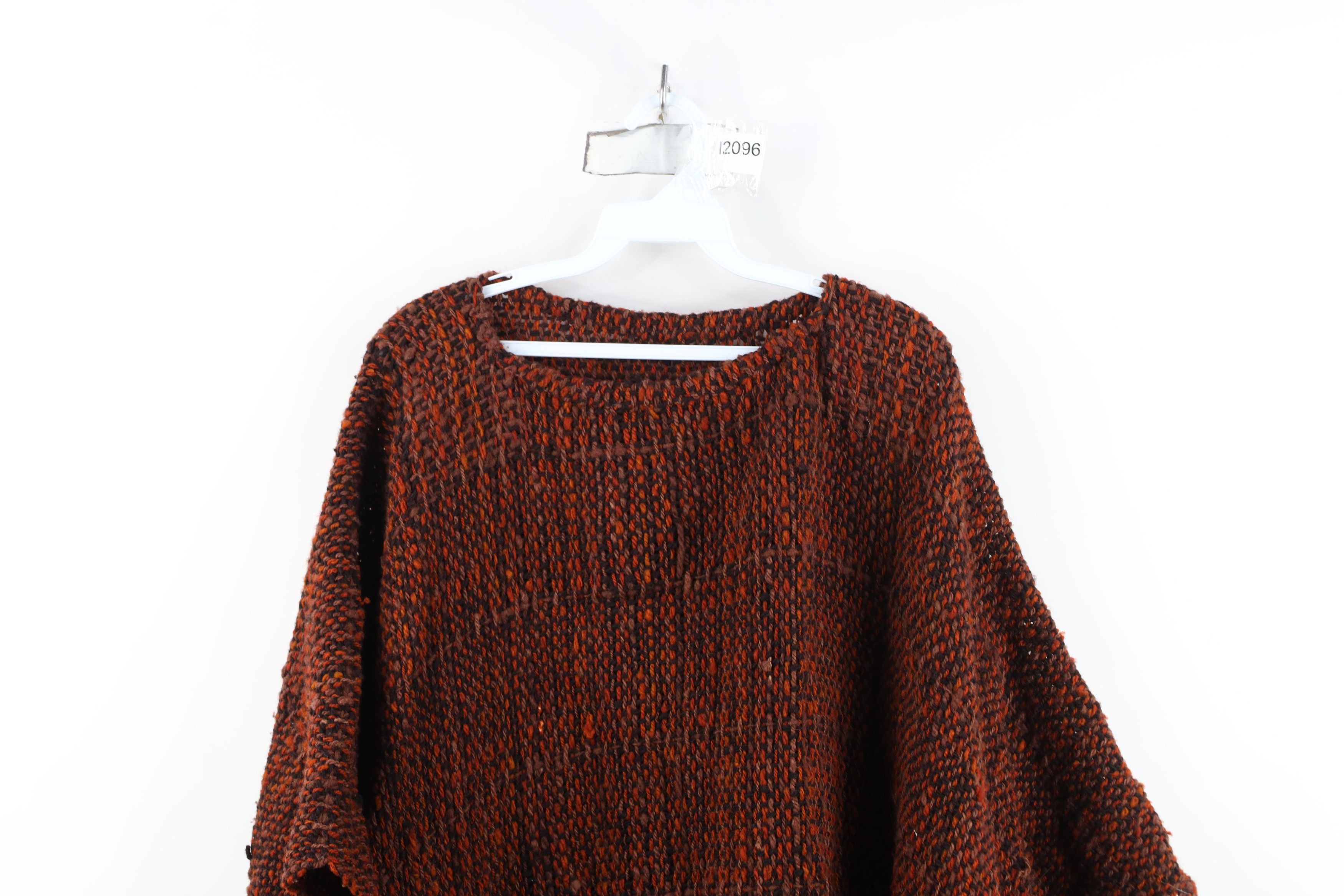 Vintage Vintage 60s Boho Chic Crochet Wool Festival Poncho Sweater Size ONE SIZE - 2 Thumbnail