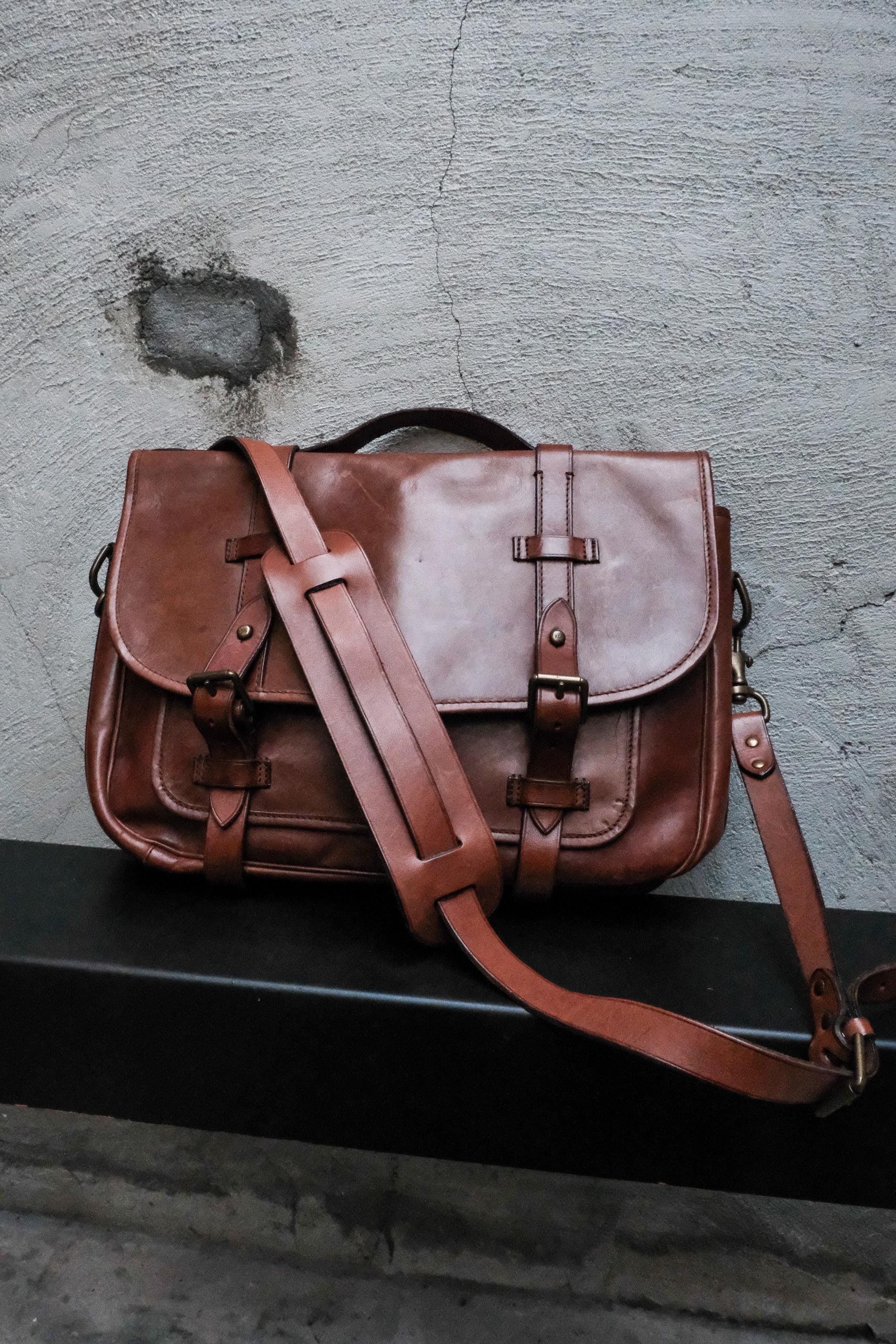 Polo Ralph Lauren Brown Leather Messenger Bag