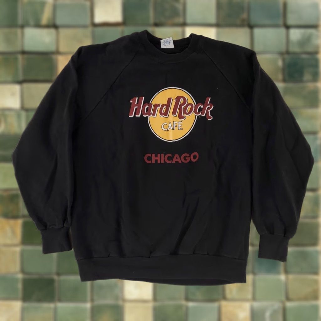 Hard Rock Cafe VINTAGE Hard Rock Cafe Sweatshirt Long Sleeve Black XL Mens Crew Pullover Anvil Made USA 80s Size US XL / EU 56 / 4 - 1 Thumbnail