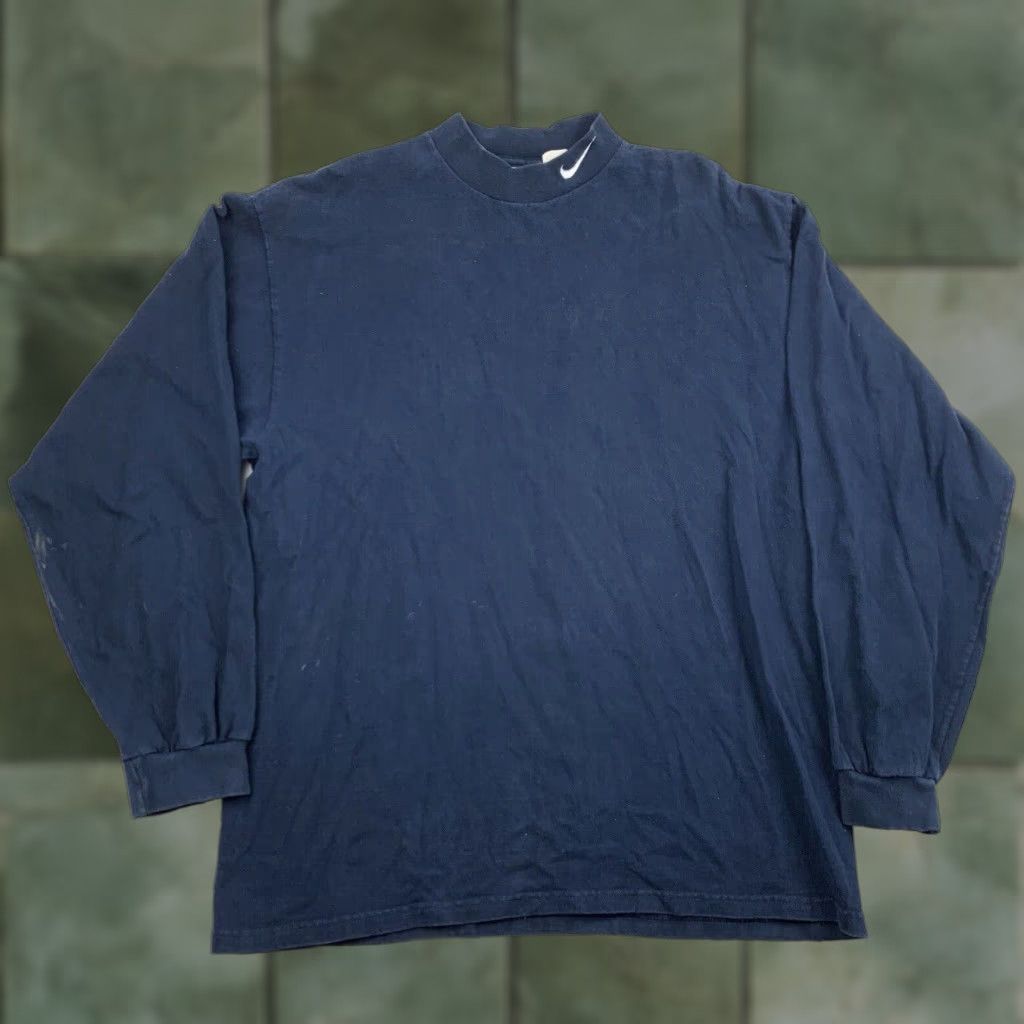 Nike VINTAGE Nike Golf Shirt Adult Large Blue Mock Neck Long Sleeve Mens L Nike Golf Sports Y2K 90s Shirt Size US L / EU 52-54 / 3 - 1 Thumbnail
