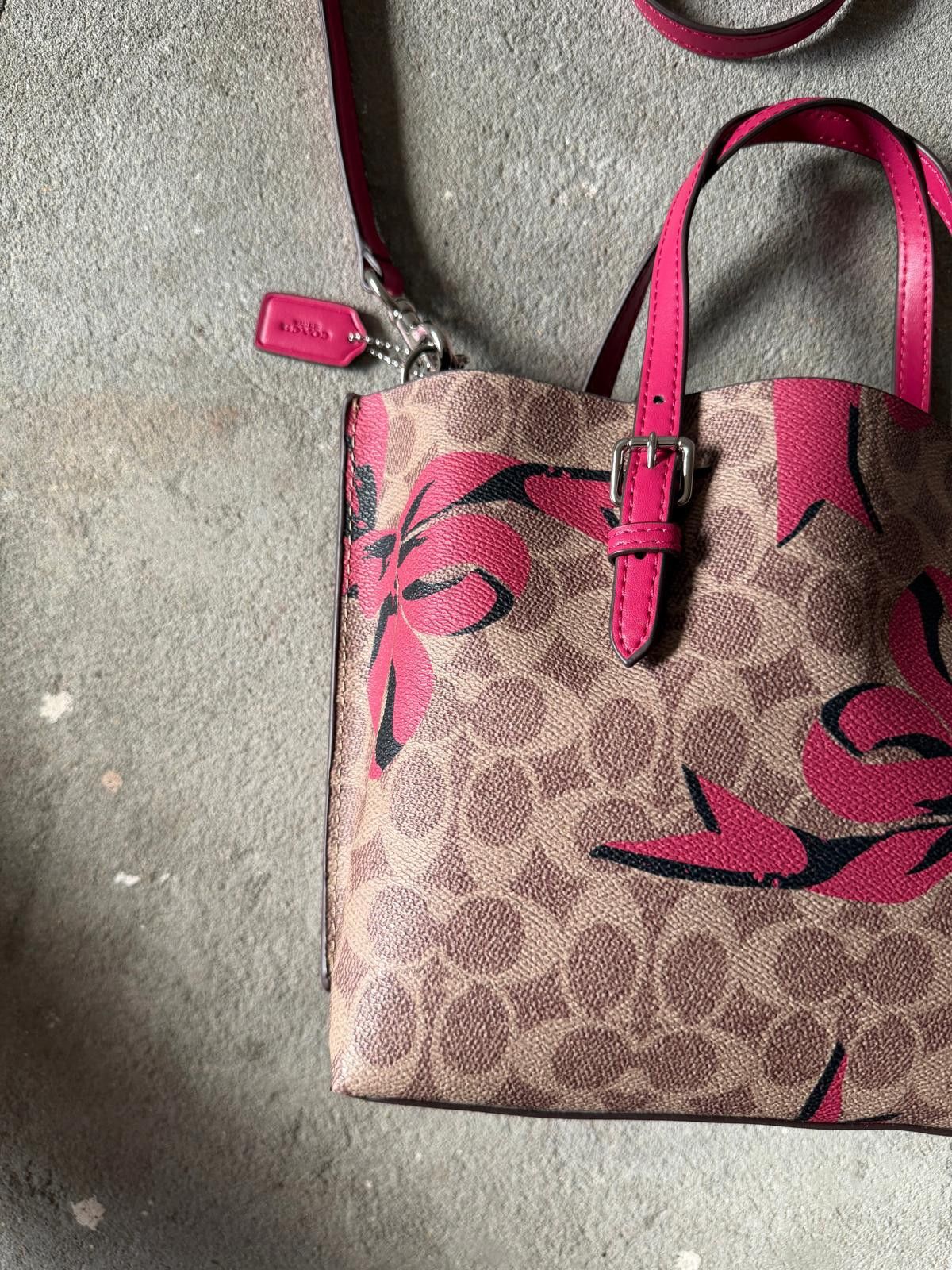 Coach Coach 2Way Signature Mollie 25 Ribbon Tote Bag Beige/Pink Size ONE SIZE - 7 Thumbnail