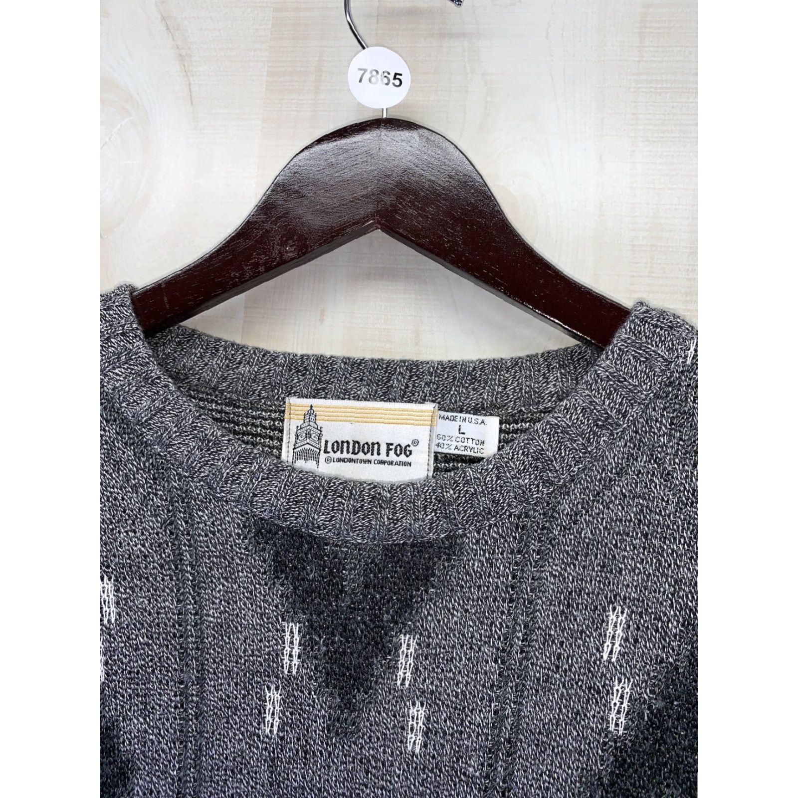 London Fog VINTAGE London Fog Mens Gray Argyle Knit Sweater Shirt L-7865 Size US L / EU 52-54 / 3 - 2 Thumbnail