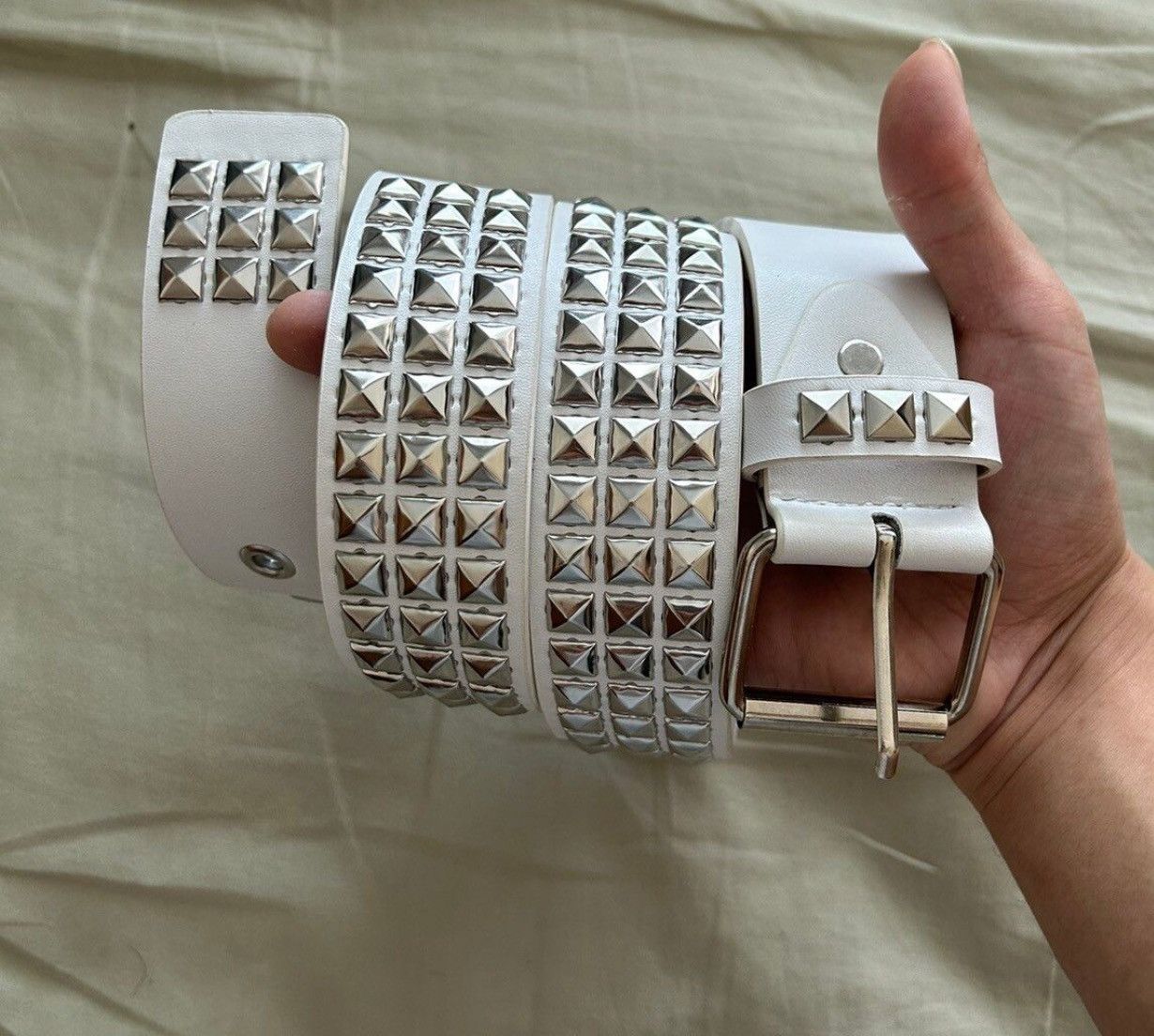 Japanese Brand Pyramid Studded PU Leather Belt Size ONE SIZE - 4 Thumbnail