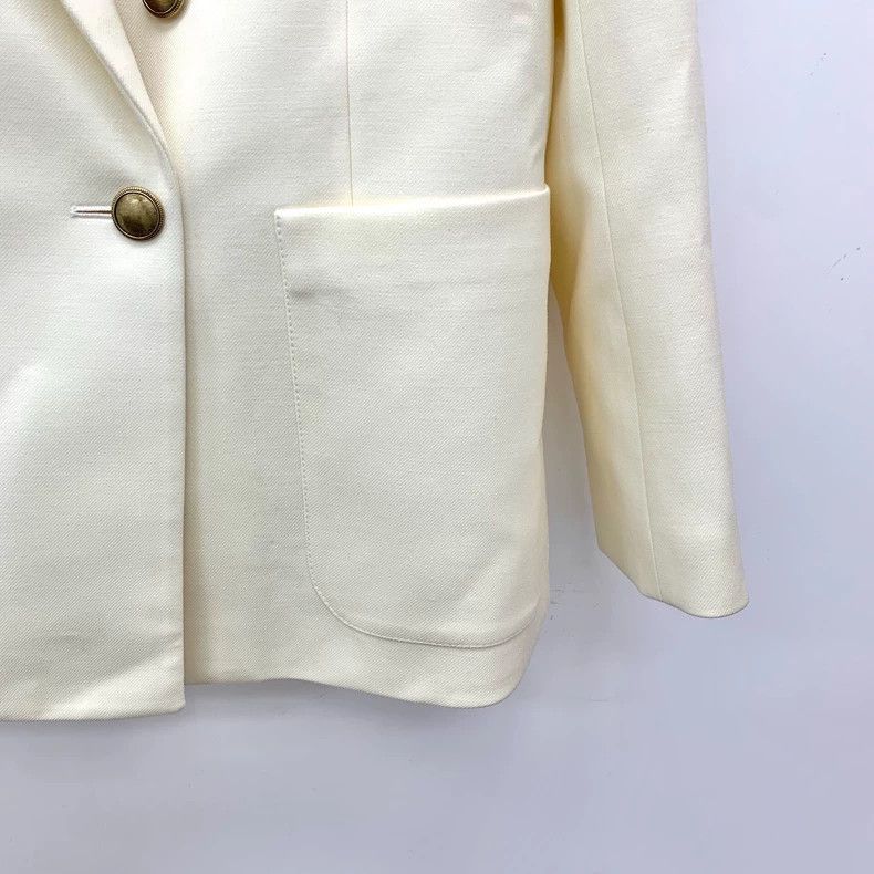 Saint Laurent Paris Saint Laurent Paris Beige wool lapel double-breasted long- Size US XXS / EU 40 - 4 Thumbnail
