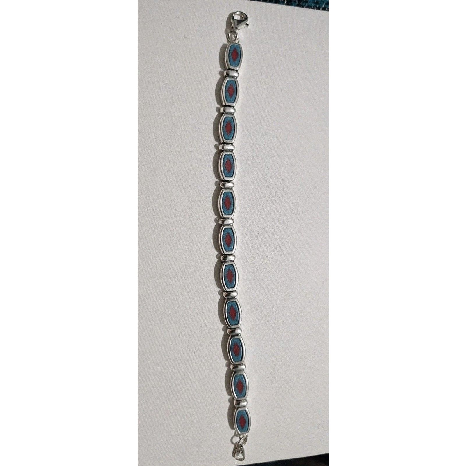 Other Vintage Western Sterling Silver Bracelet 925 Turquoise Gem Size ONE SIZE - 2 Thumbnail