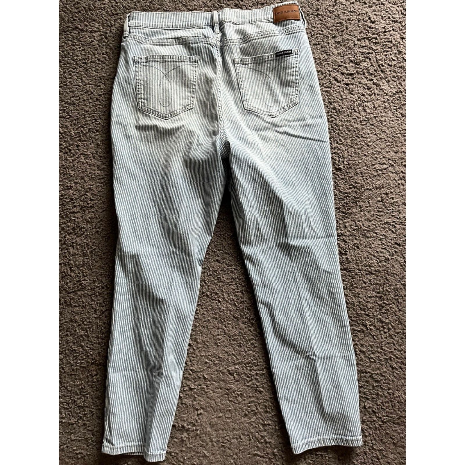 Calvin Klein Calvin Klein Jeans Woman’s Striped Blue White Skinny 31 Regular Size 31 Slimming Button Zipper Womens Clothing Size 24" / US 00 / IT 34 - 3 Thumbnail