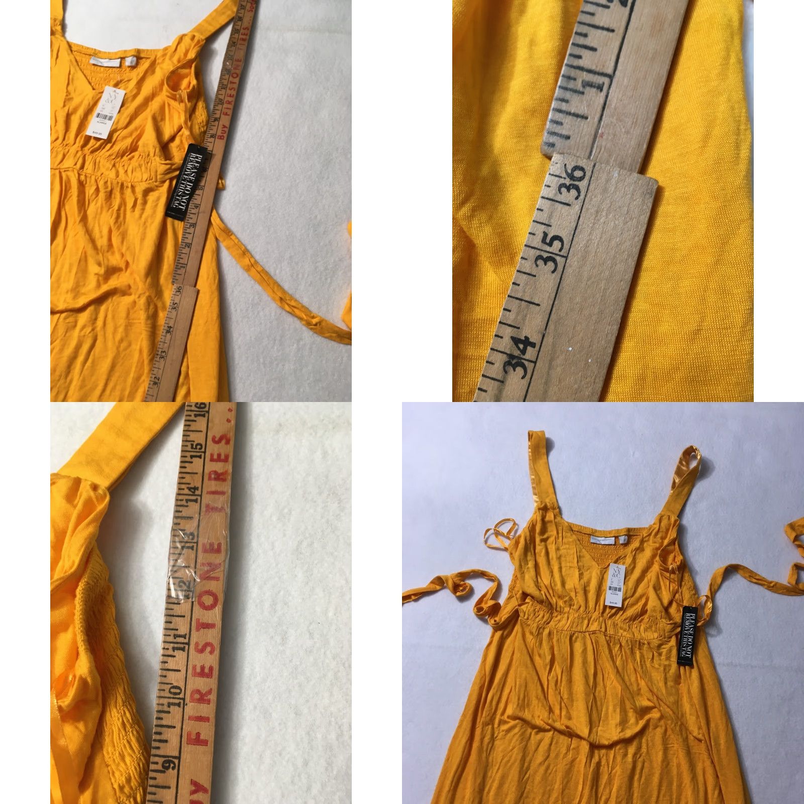 Vintage NWT New York & Company NWT NY&C Dress Maxi V-Neck Short Sleeve Pullover Gold Yellow Women XL Adult Dress Maxi V-Neck Solid Pattern Size XL / US 12-14 / IT 48-50 - 8 Thumbnail