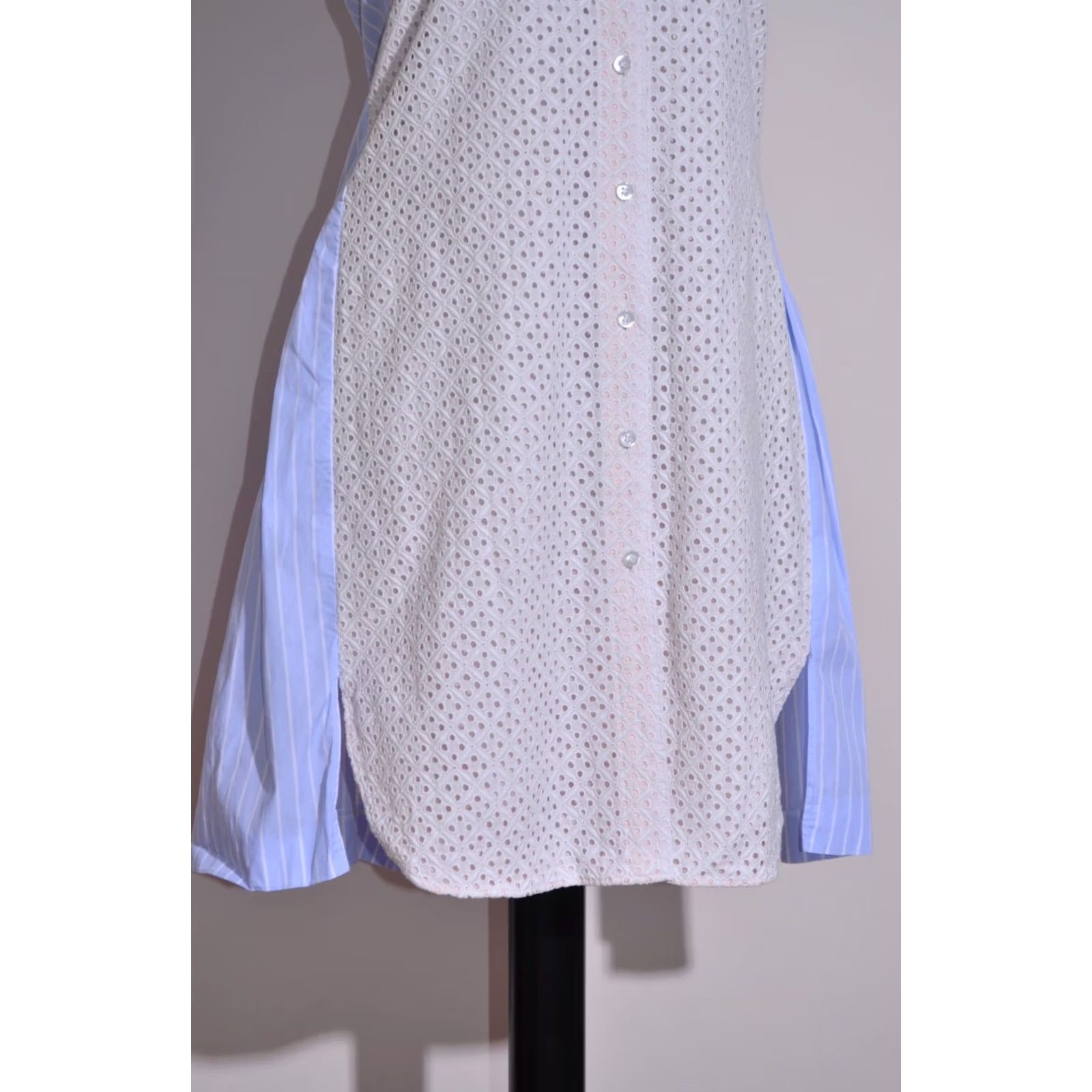 Vintage Sonia Rykiel Dress Women's Sleeveless Button Down Collared Fit&Flare Size 36 Blue Knee Length Pockets 100% Cotton Regular Vintage: No Size XS / US 0-2 / IT 36-38 - 4 Thumbnail